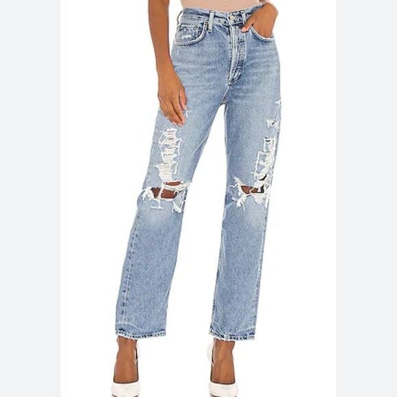 Agolde 90's Mid Rise Loose‎ Fit Straight Leg Denim Jeans 100% Organic Cotton 28 - Picture 1 of 12
